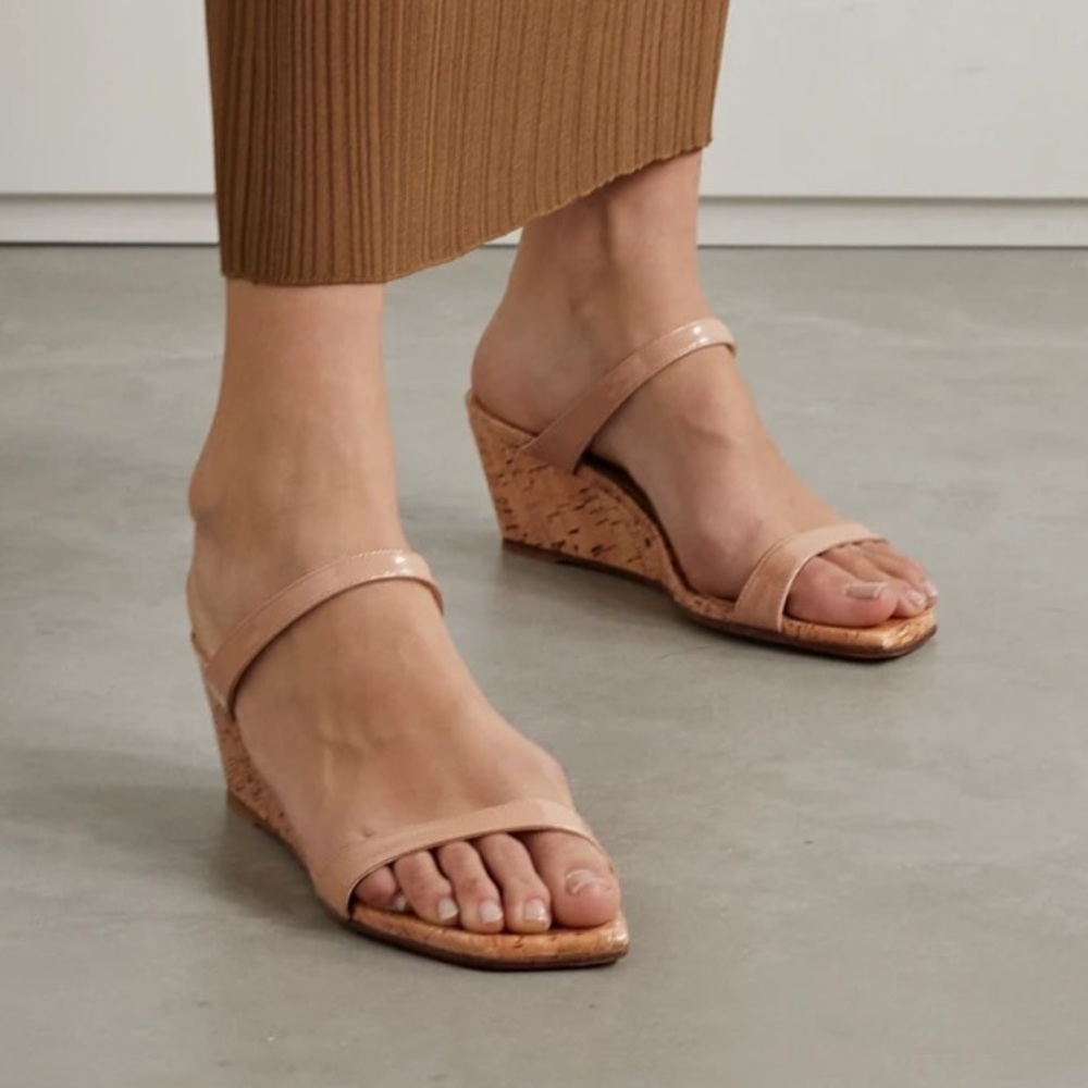 STUART WEITZMAN Alena Square Toe Wedge Slide SANDAL size 7.5 NEW